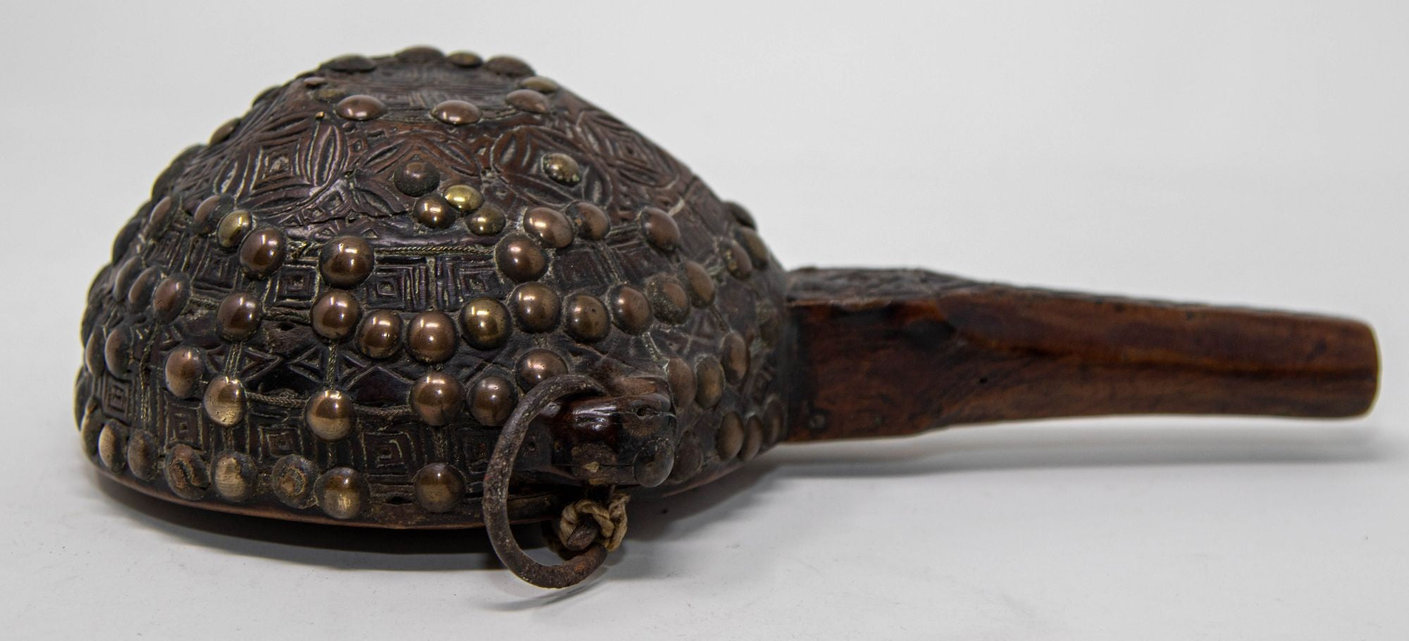 Antique African Moroccan Tribal Carved Wood Flask 19th C.