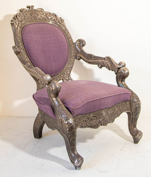 Anglo Indian Armchair Throne Silver Embossed Throne 19th Century