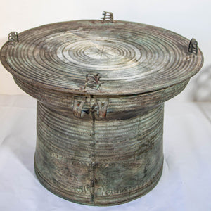 Southeast Burmese Bronze Asian Rain Drum Side Table 30 in. diameter