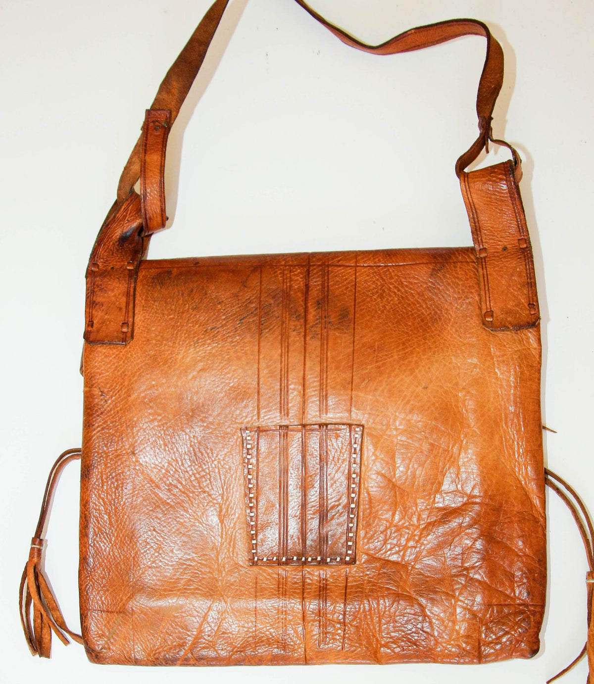 Antique African Tuareg Moroccan Shoulder Leather Bag 1960s Collectible