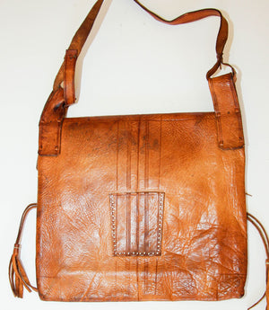 Antique African Tuareg Moroccan Shoulder Leather Bag 1960's Collectible