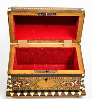 Moorish Spain Arch Top Wood Inaid Marquetry Jewelry Box