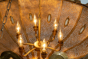 Vintage Large Moroccan Brass Chandelier in Andalus Moorish Style