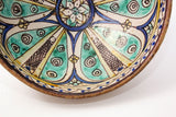 Antique 19th C. Moroccan Ceramic Bowl Polychrome Footed Dish Fez