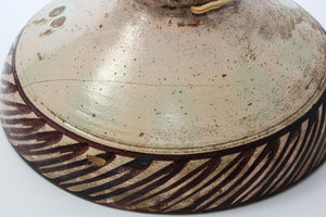 19th C. Moroccan Ceramic Bowl Polychrome Footed Dish Fez