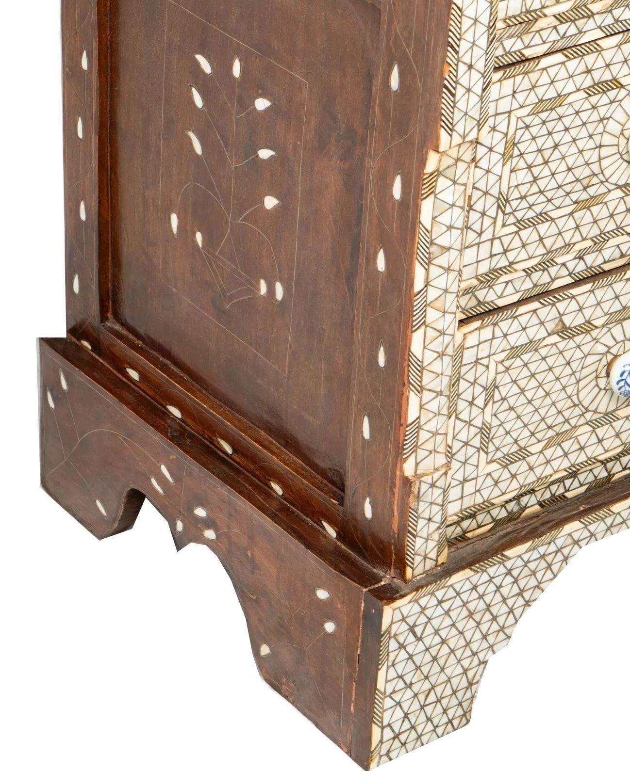 Antique Middle Eastern Mother-of-Pearl Inlaid Marble-Top Chest of Drawers