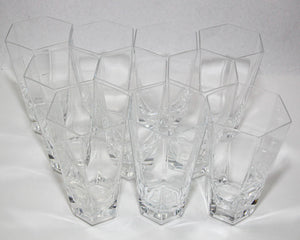 Frank Lloyd Wright by TIFFANY Crystal Tumbler Highball Glasses Barware Set of 8