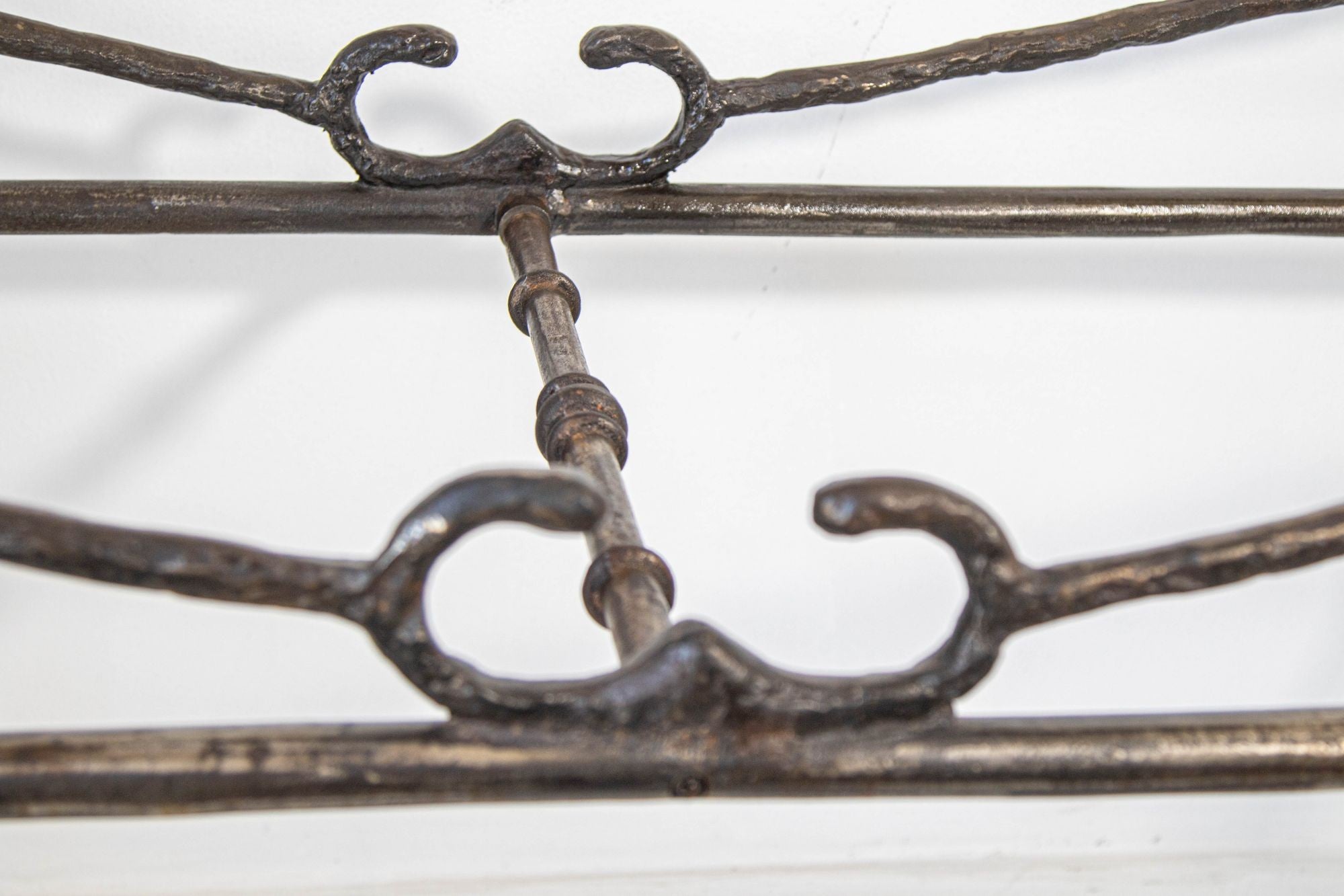 Giacometti Style Sculptural Brutalist Iron and Glass Console Table With Cat Head