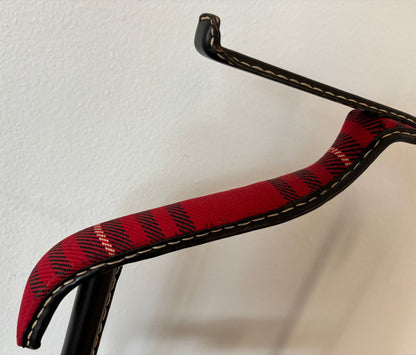 Jacques Adnet Valet Leather Wrapped with Original Tartan Plaid