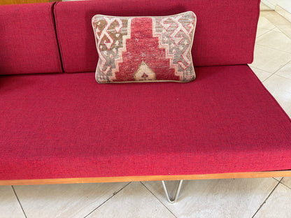 1940s Antique Tabriz Persian Rug Pillow with Geometric Motifs