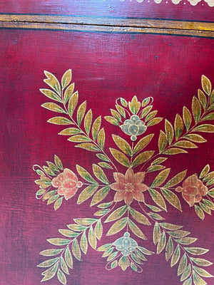 Moroccan Hand Painted Decorative Storage Trunk Chest Side Table