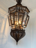 Moroccan Vintage Moorish Hanging Glass Light Fixtures A Pair