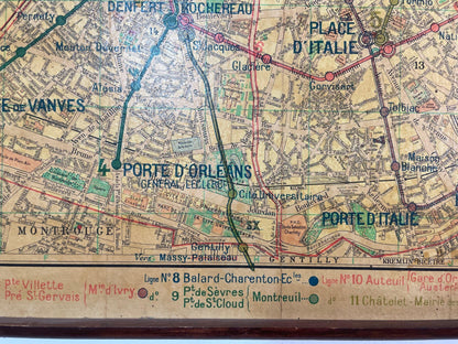 Vintage Paris Metro Map Print, Framed Mid-20th Century Artwork — additional view 13