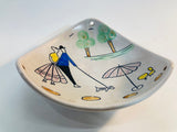 German Vintage Hand-Painted Triangular Plate