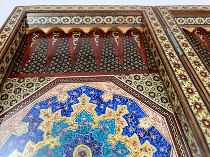 Moorish Persian Inlaid Micro Mosaic Backgammon and Chess Board