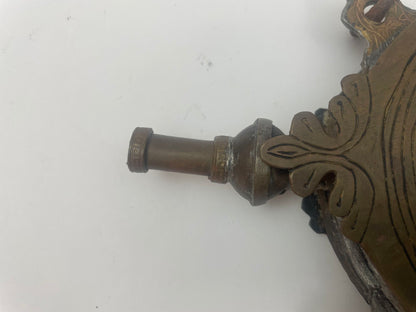Antique Islamic Arabic Powder Flask, Handcrafted Brass, Morocco, 1920s
