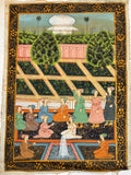 Mughal Court Scene on Silk After a 19th Century Indo-Persian Palace Painting