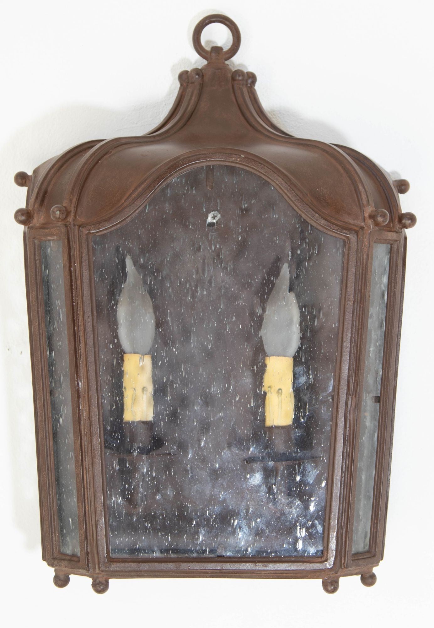 Iron Wall Lantern Antique Rust with Glass 1 of 6 for Outdoor European Style