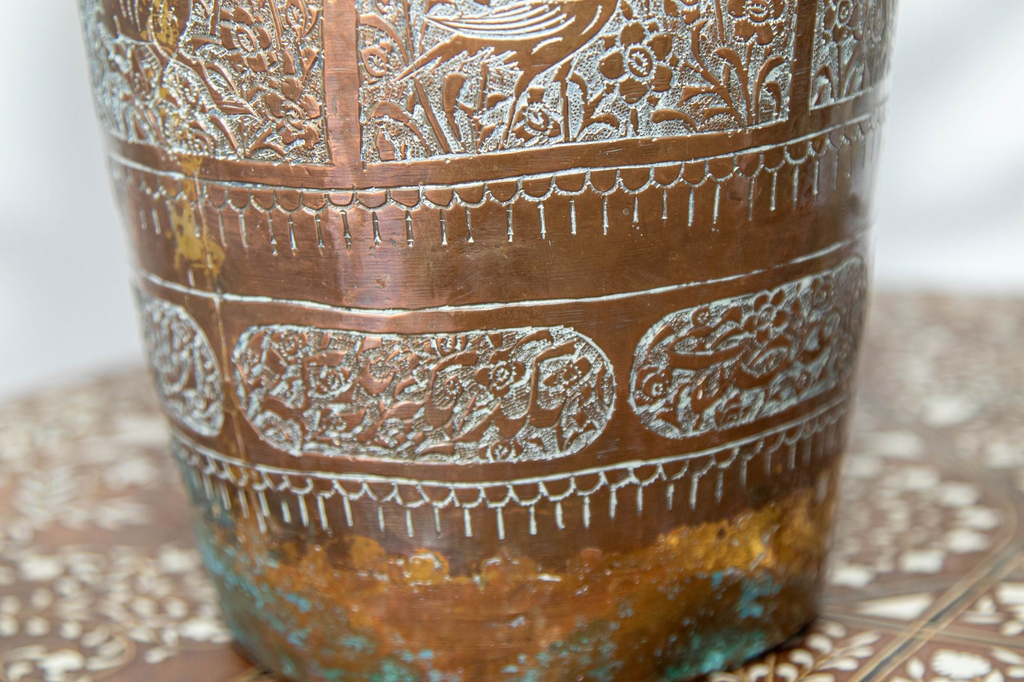 Antique Middle Eastern Islamic Copper Vase with Handles