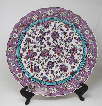 Turkish Kütahya Pottery Hand Painted Wall Hanging Plate with Iznik Pattern 1950s — additional view 13