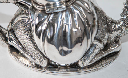 Camel Form "Karawan" Silver-Plated Teapot by Mariage Freres Paris France — detail view 12