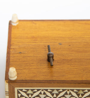 Vintage Spanish Inlaid Marquetry Decorative Music Box Inlaid with White Bone