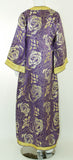 Moroccan Caftan Purple and Gold Damask Embroidered Vintage Kaftan 1960