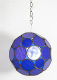 Handcrafted Moroccan Moorish Glass Orb Lantern with Blue Glass