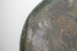 Antique Monumental Asian Turkish Moorish Tinned Copper Round Islamic Tray 19th C