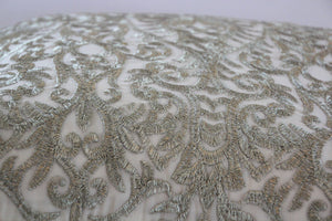 Turkish Moorish Ottoman Style Throw Pillow with Silver Metallic Embroidery