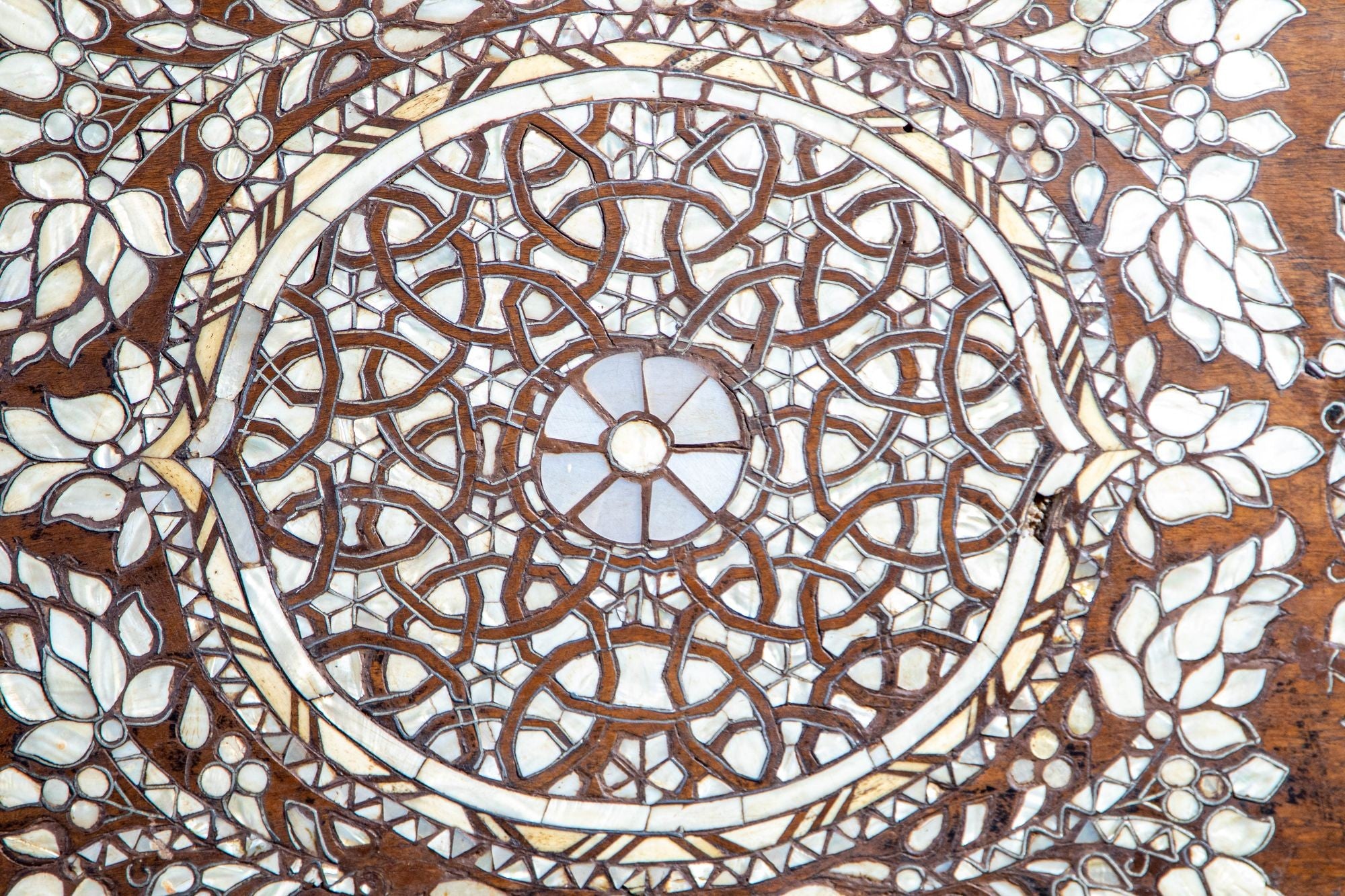 Antique Middle Eastern Mother of Pearl Inlay Dowry Trunk 19th C.