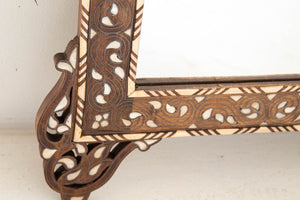 Damascene Moorish Bone Inlaid Mirrors With Floral Motif 52" H. A Pair