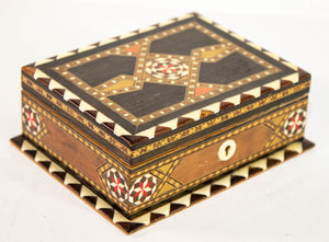 Moorish Wood Box Islamic Marquetry Mosaic Art Granada Spain Khatam Decor 1940s