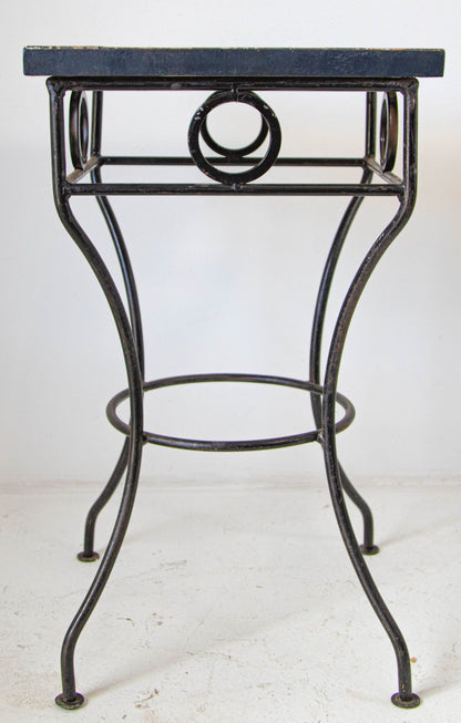 Vintage Moroccan Mosaic Tile Side Table, Hand-Crafted Terracotta