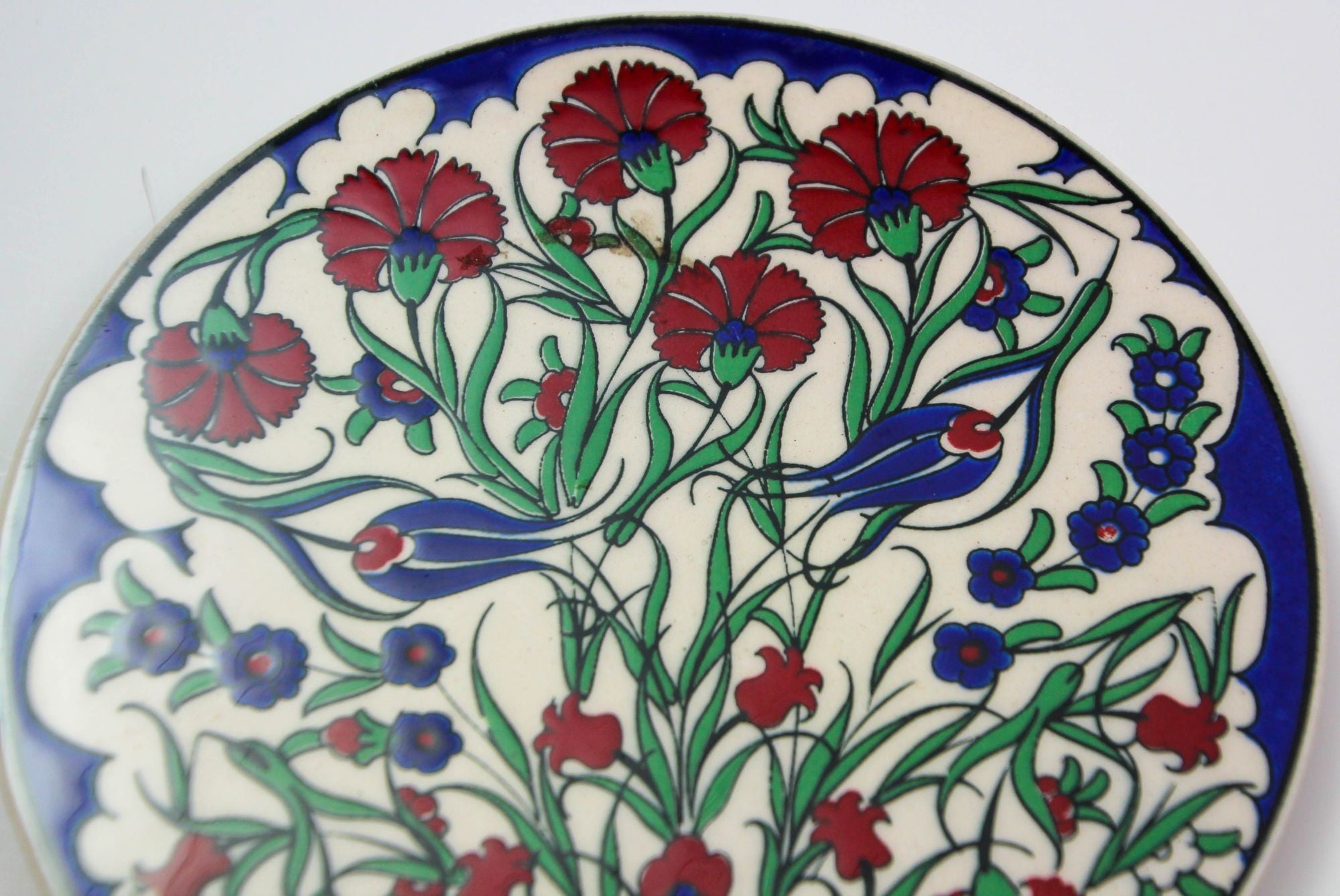 Turkish Iznik Style Ceramic Tiles Set of 3