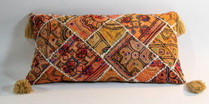 Vintage Pillow in Colorful Embroidered Fabric Patchwork Rajasthan India
