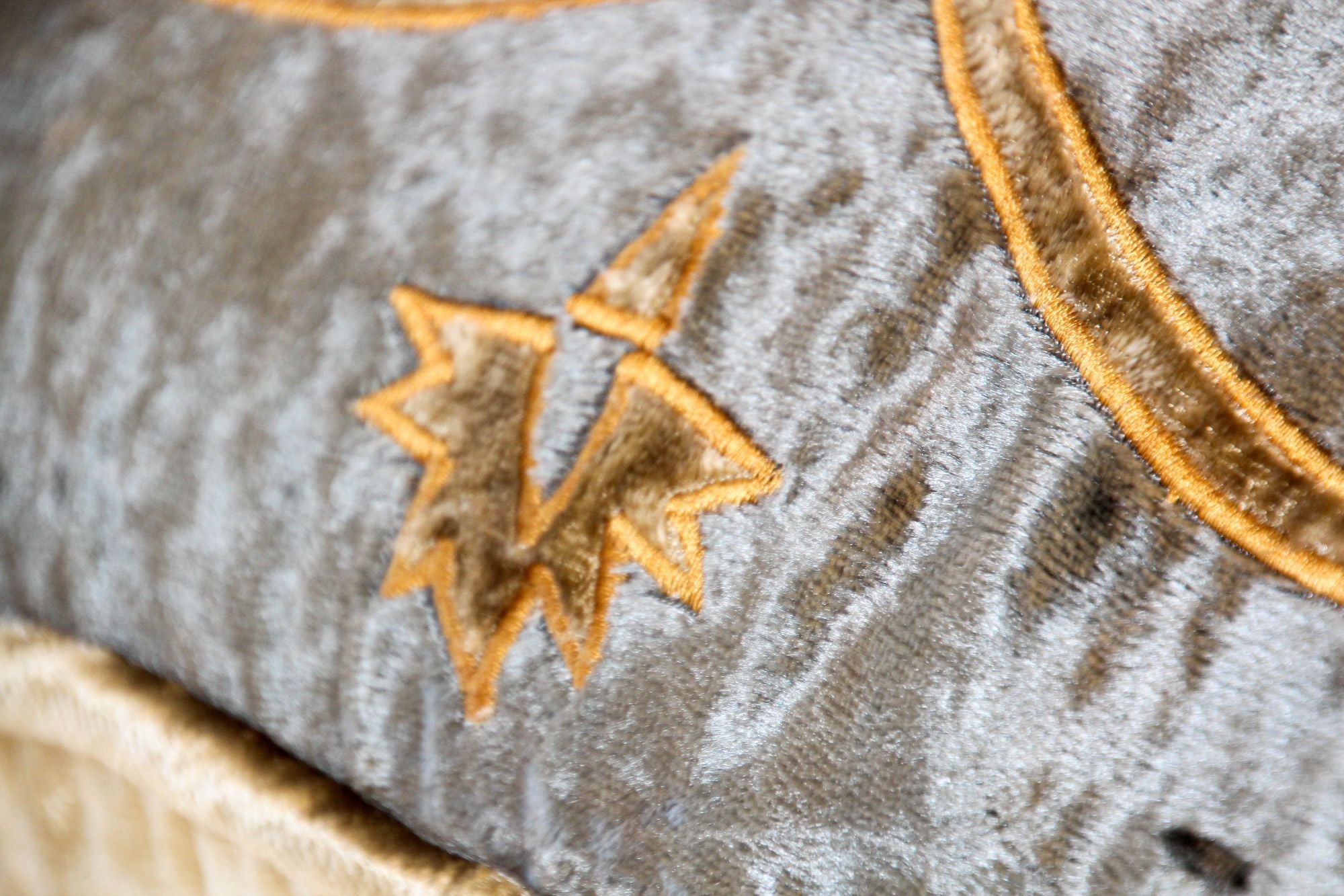 Baroque Venetian Style, Blue and Gold Velvet Pillow, Elaborate Applique Work