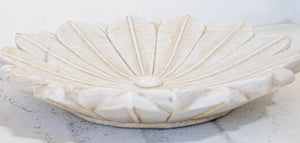 White Marble Open Lotus Flower Shape Large Blow Hand-Carved in India Raj Mughal