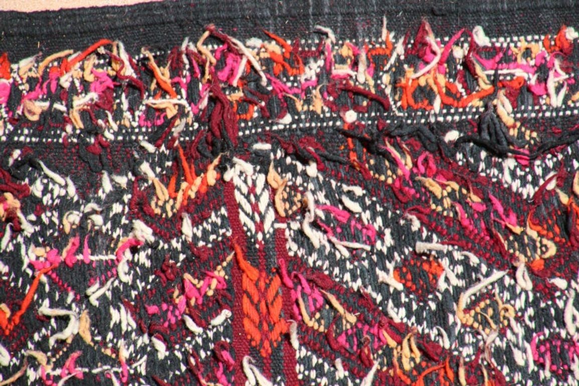 Vintage Moroccan Tuareg Runner Rug, Wool & Cotton, Hand-Woven, 1950s