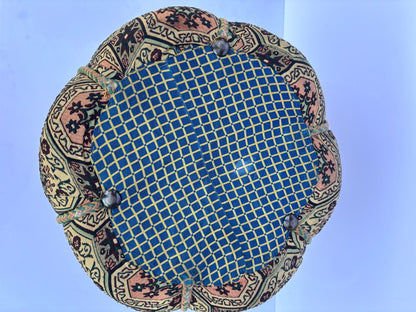 Moroccan Pouf Upholstered in Moorish Textile Fabric Stool