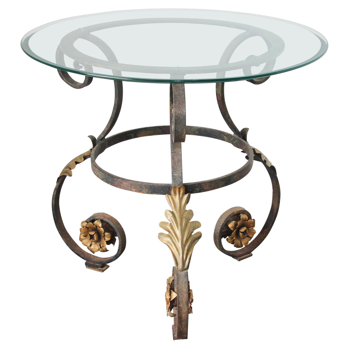 Art Nouveau Italian Glass Table top with Iron frame Indoor or Outdoor — Italy