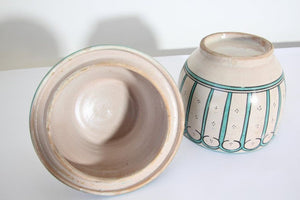 Moorish Ceramic Glazed Covered Urn Handcrafted in Fez Morocco