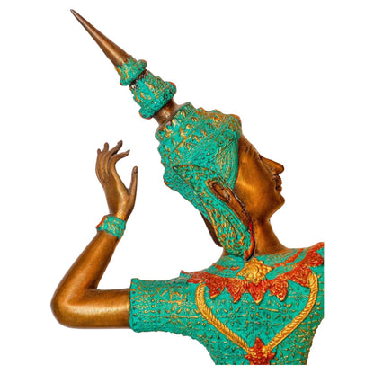 Vintage Bronze Gold and Green Thai Figurine of Prince Rama with a Bow — additional view 5