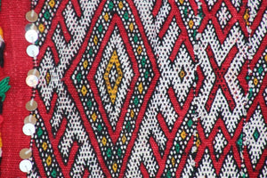 1960s Moroccan Vintage Berber Textile with Sequins North Africa, Handira