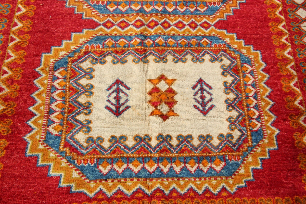 Vintage Moroccan Orange Berber Rug, Hand-Knotted Wool, 1960