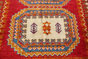 1960s Vintage Orange Moroccan Berber Rug