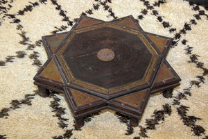 Indian Star Shape Wooden and Brass Low Coffee Table 1950s