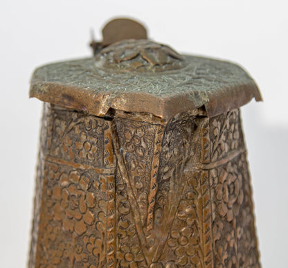 19th Century Antique Indo-Persian Copper Teapot with Floral Design