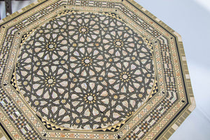 Egyptian Octagonal Side Table Islamic Moorish Tilt-Top Inlaid Table 1950s