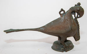 Antique Indian Bronze Parrot Figure oil Lamp Rajasthan 19th Century
